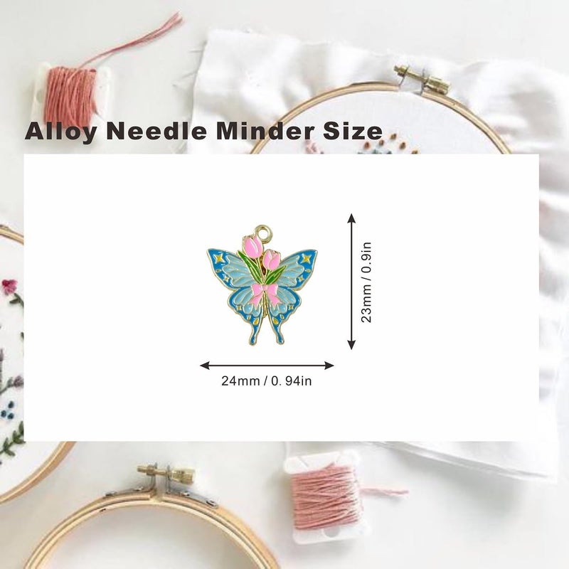 MAGNEECH 2pcs Pink Blue Butterfly-Themed Needle Minder Magnet，Magnetic Needle Minders for Cross Stitch and Embroidery - Keep Your Needles Secure - Image 3